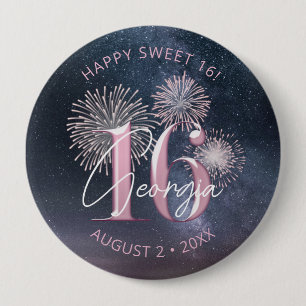 Macaron Rond 10 Cm Feux d'artifice Sweet 16 Minuit Blush ID984