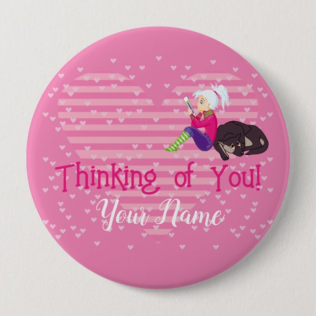 Macaron Rond 10 Cm Fille Être amoureuse (Devant)