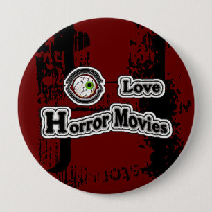 Macaron Rond 10 Cm Films d'horreur d'amour d'oeil ! Rouge-Noir