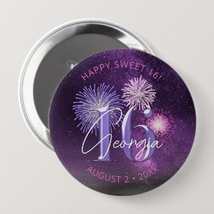 Macaron Rond 10 Cm Fireworks Sweet 16 Purple ID984