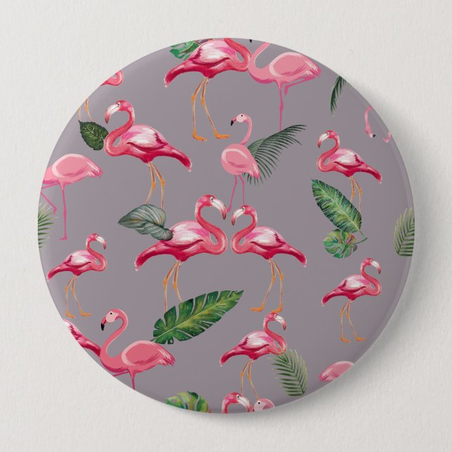 Macaron Rond 10 Cm Flamants roses Love Motif 6 (Devant)