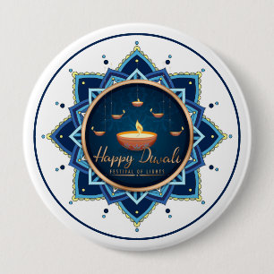 Macaron Rond 10 Cm Flamme céleste - Diwali Mandala