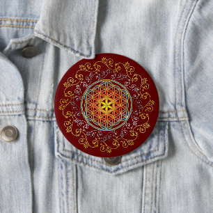 Macaron Rond 10 Cm Fleur de Vie - Ornements Vintage Mandala 1
