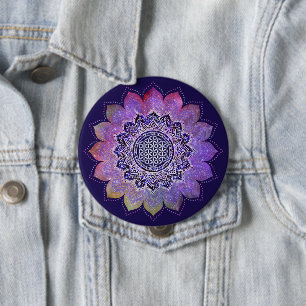 Macaron Rond 10 Cm Fleur de vie - Style Vintage Galaxy Espace 1