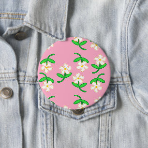 Macaron Rond 10 Cm Fleurs blanches roses