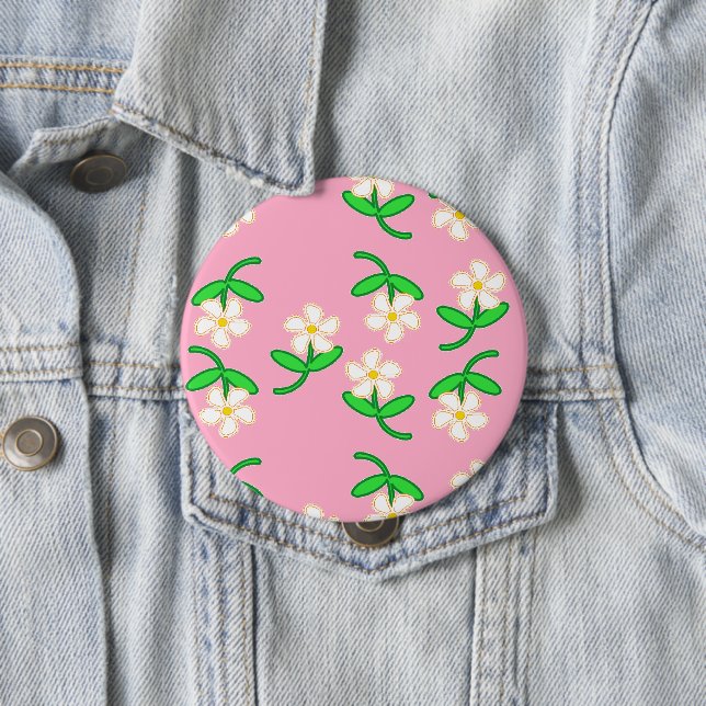 Macaron Rond 10 Cm Fleurs blanches roses (En situation)
