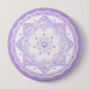 Macaron Rond 10 Cm flocon de neige violet clair et coeur étincelant