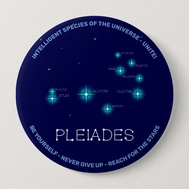Macaron Rond 10 Cm Formation de l'hémisphère nord Pleiades Star (Devant)