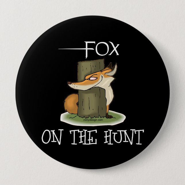 Macaron Rond 10 Cm Fox Sur La Chasse (Devant)