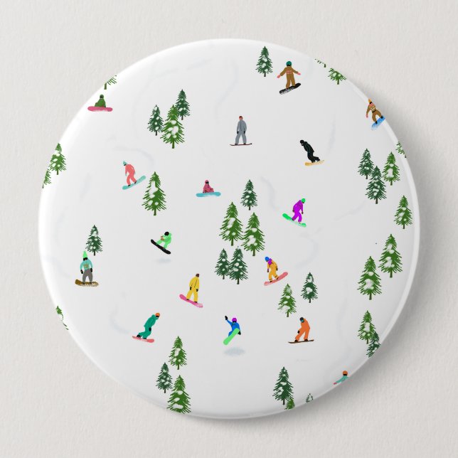 Macaron Rond 10 Cm Freeride Snowboarder Illustration de snowboard (Devant)