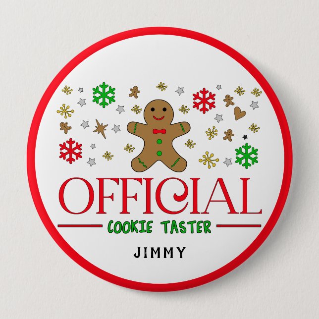 Macaron Rond 10 Cm Funny Taster officiel des biscuits de Noël Personn (Devant)