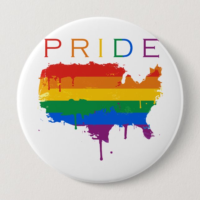 Macaron Rond 10 Cm Gaymerican Pride (Devant)