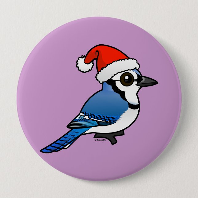 Macaron Rond 10 Cm Geai bleu Père Noël (Devant)
