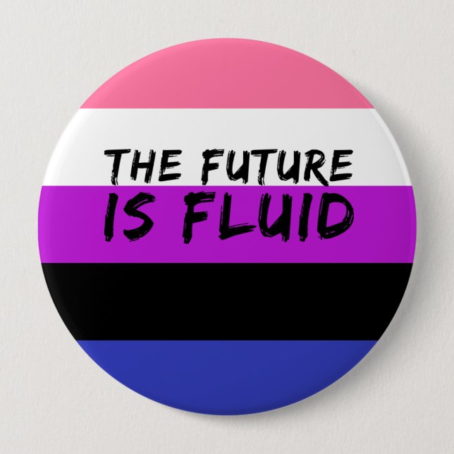 Macaron Rond 10 Cm Genderfluide L'avenir est Fluid Button (Devant)