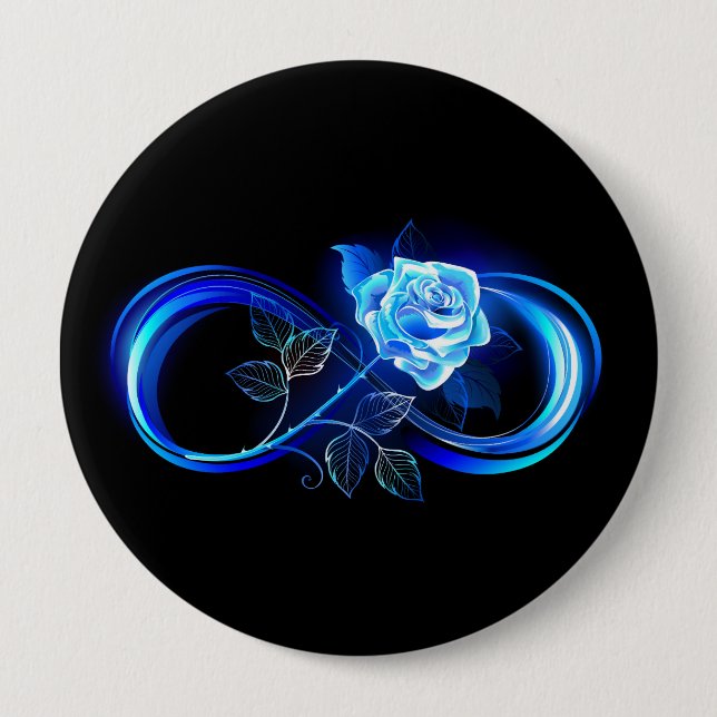 Macaron Rond 10 Cm Glowing infinity with blue rose (Devant)