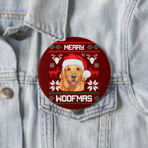 Macaron Rond 10 Cm Golden Retriever Joyeux Woofmas Chien Sweatshirt