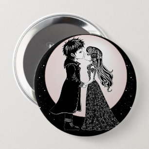 Macaron Rond 10 Cm Gothique Emo Enfants Kiss Valentine's Day