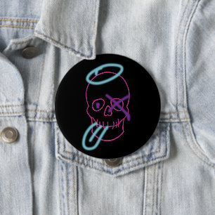 Macaron Rond 10 Cm Graffiti crâne - rose, violet, bleu et noir