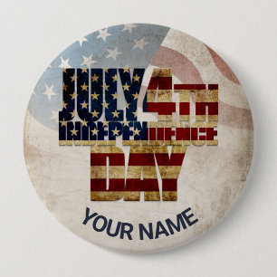 Macaron Rond 10 Cm Graphisme Grunge USA 4 juillet Indépendance