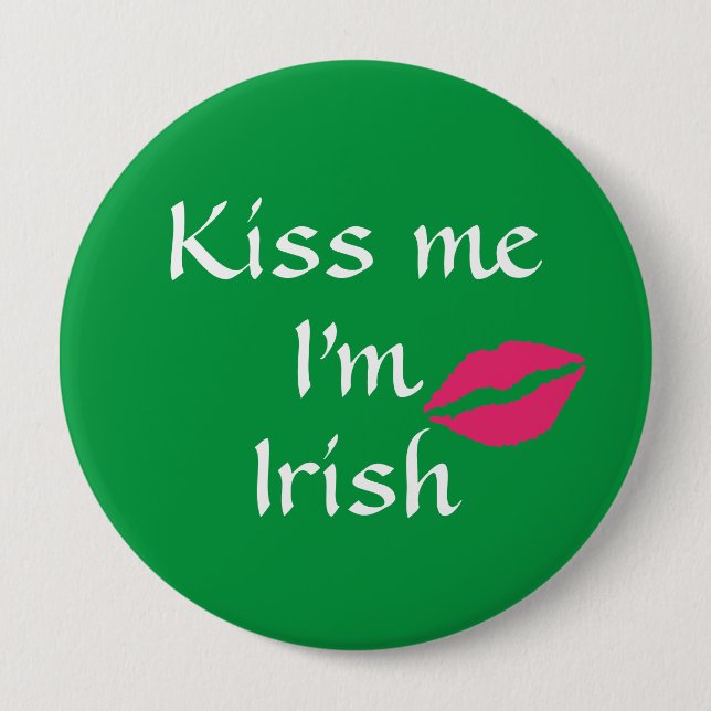 Macaron Rond 10 Cm Green Kiss Me Je suis Irish Button (Devant)