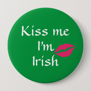 Macaron Rond 10 Cm Green Kiss Me Je suis Irish Button
