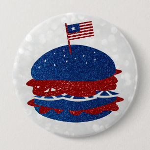 Macaron Rond 10 Cm Hamburger 4 juillet Paillettes