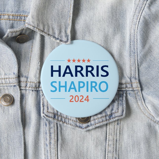 Macaron Rond 10 Cm Harris Shapiro 2024 Kamala Harris Democrat (En situation)