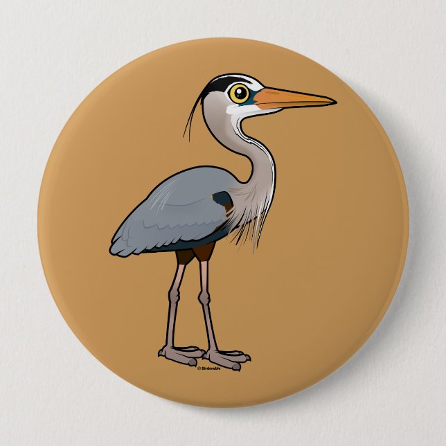 Macaron Rond 10 Cm Héron de grand bleu (Devant)