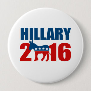 Macaron Rond 10 Cm HILLARY CLINTON DÉMOCRATE 2016.png