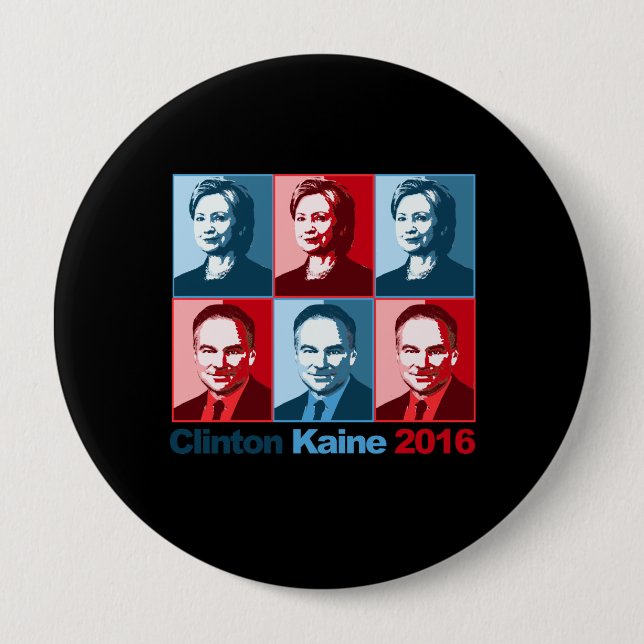 Macaron Rond 10 Cm Hillary Clinton Tim Kaine 2016 - art de bloc - (Devant)