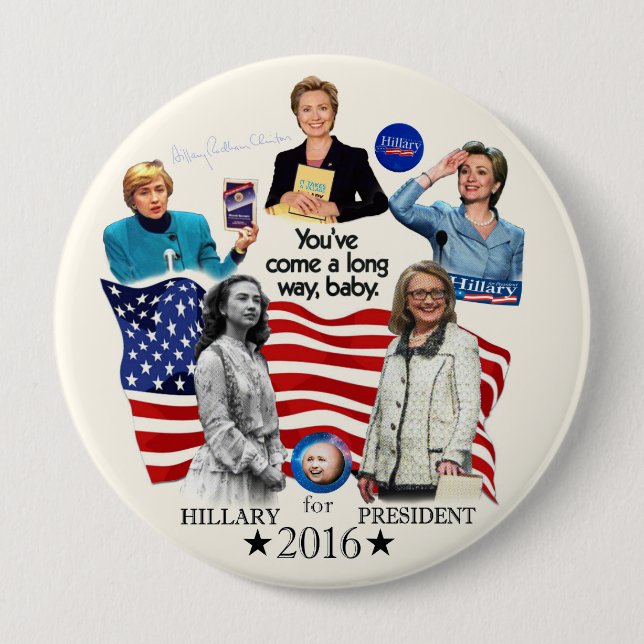 Macaron Rond 10 Cm Hillary pour le président 2016 (Devant)