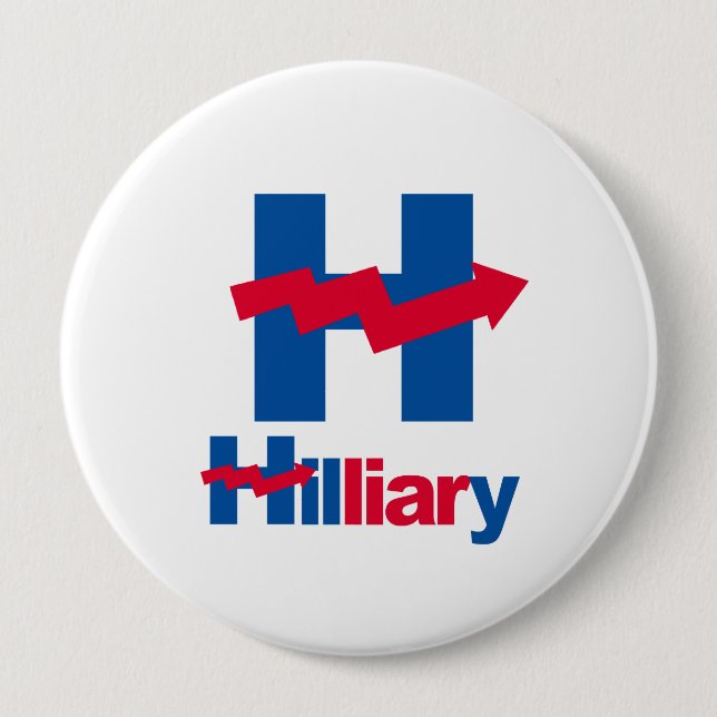 Macaron Rond 10 Cm HILLARY TORDUE EST une MENTEUSE - - Anti-Hillary - (Devant)