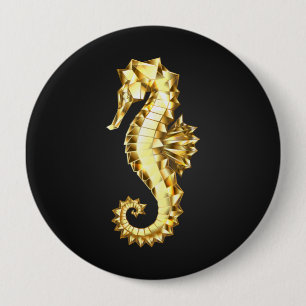 Macaron Rond 10 Cm Hippocampe Polygonal Or