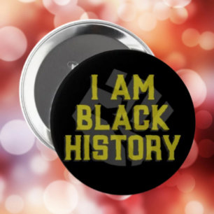 Macaron Rond 10 Cm I Am Black History - Black Fist Graphic Button