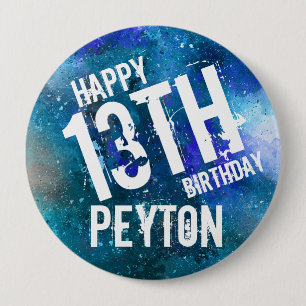 Macaron Rond 10 Cm IMMENSE Galaxy Blue Aqua fête d'anniversaire perso