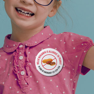 Macaron Rond 10 Cm Insigne d'allergie aux arachides