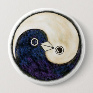 Macaron Rond 10 Cm Insigne géant d'harmonie de colombes de Yin Yang