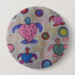 Macaron Rond 10 Cm Insigne tortues et cercles