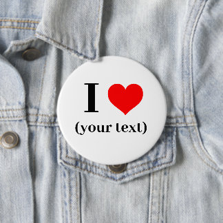 Macaron Rond 10 Cm J'AI LE COEUR ! Bouton rond - Énorme, 4 Pouces - P