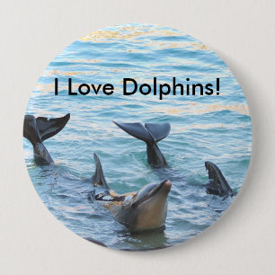 Macaron Rond 10 Cm J'aime des dauphins ! Photo de dauphin