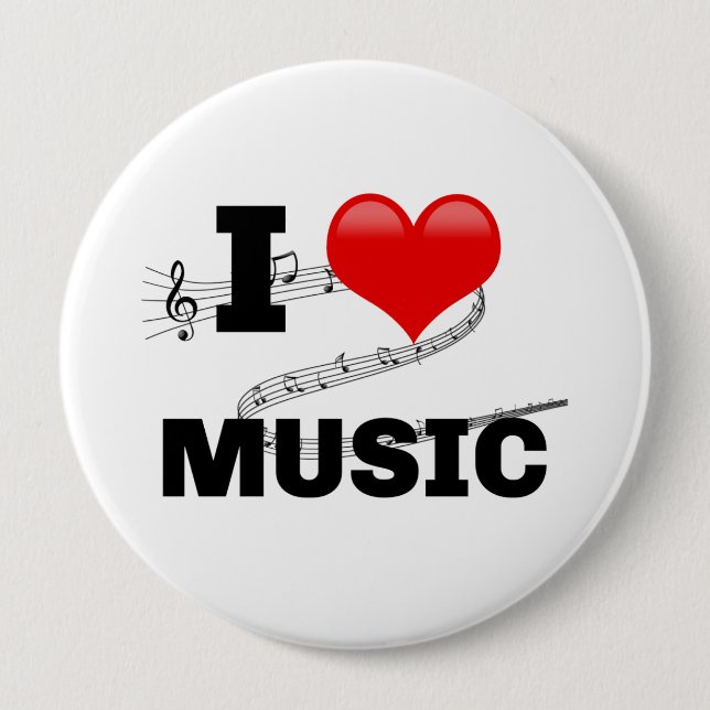 Macaron Rond 10 Cm J'aime la musique, design populaire (Devant)