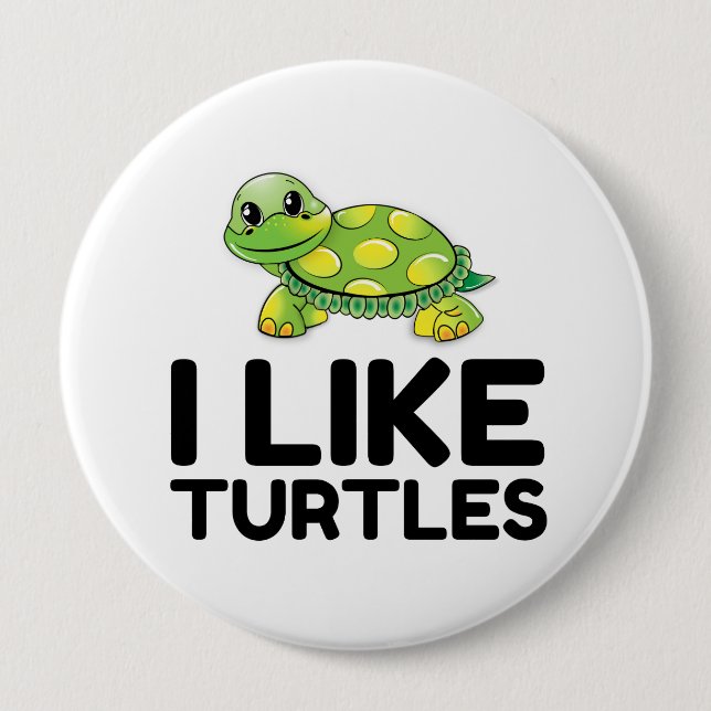 Macaron Rond 10 Cm J'Aime Les Tortues (Devant)