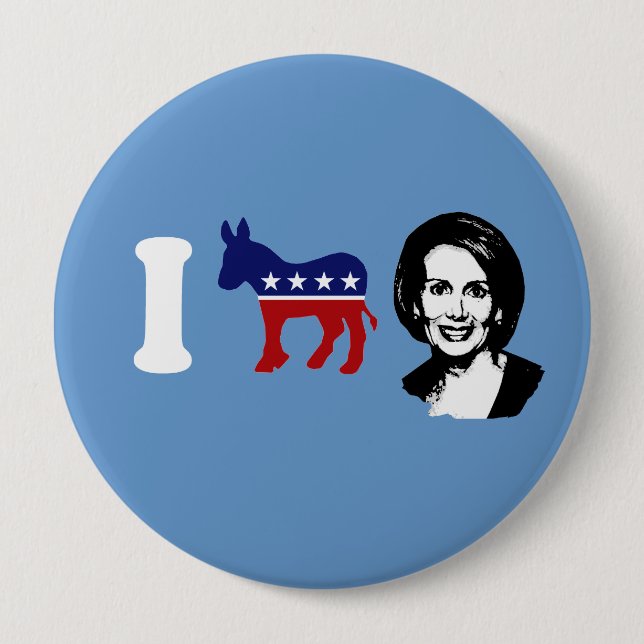 Macaron Rond 10 Cm J'aime Nancy Pelosi 2 (Devant)