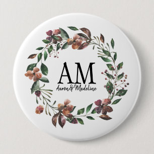 Macaron Rond 10 Cm Jardin de Monogramme Floral Personnalisable