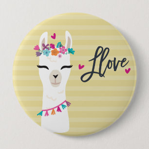 Macaron Rond 10 Cm Jaune d'amour de lama de //de bouton de lama