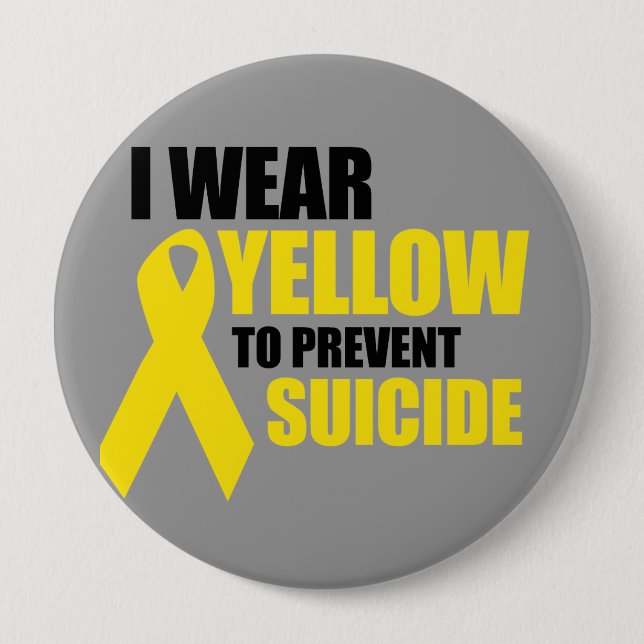 Macaron Rond 10 Cm Je porte le jaune pour empêcher le suicide (Devant)