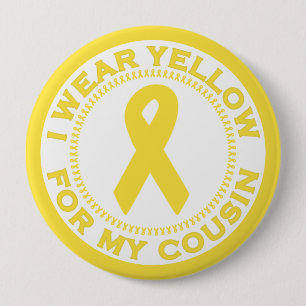 Macaron Rond 10 Cm Je porte le jaune pour mon cousin