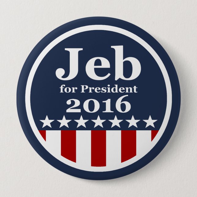 Macaron Rond 10 Cm Jeb pour des boutons de président 2016 campagne (Devant)