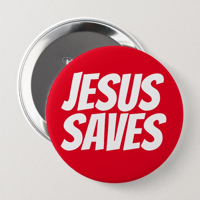 Macaron Rond 10 Cm Jesus Saves Christian Button (Devant & derrière)