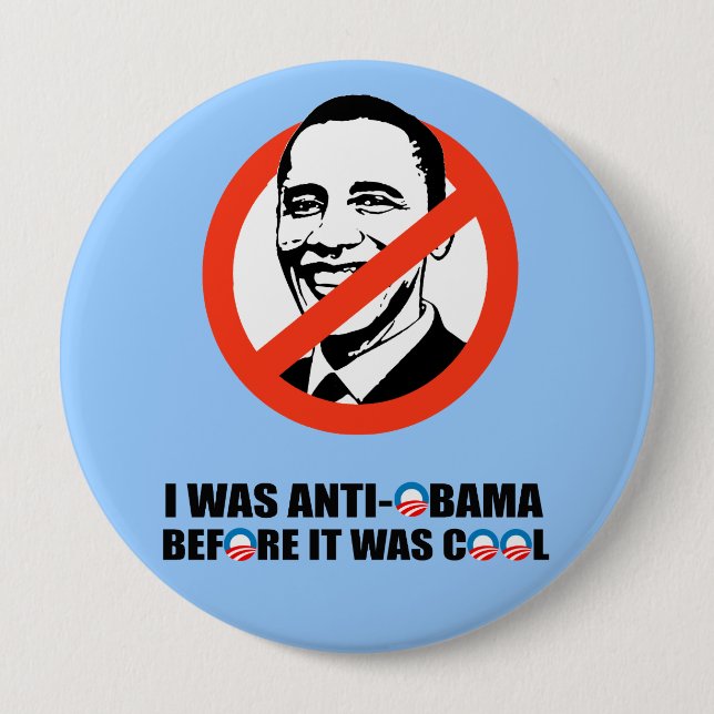 MACARON ROND 10 CM J'ÉTAIS ANTI-OBAMA AVANT QU'IL AIT FAIT FRAIS (Devant)